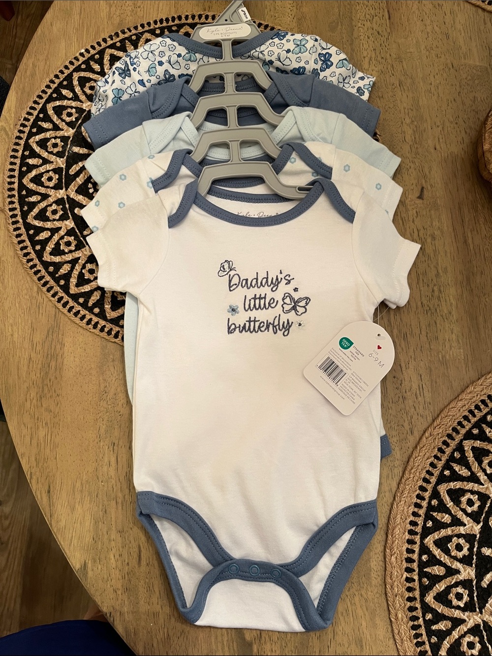 Daddy's Little Butterfly Baby Bodysuit - set of 5 - NWT - White with Blue Trim